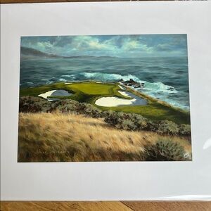 Pebble Beach Golf 7th Hole California Art Print Signed 2010 US Open Shelley Cost